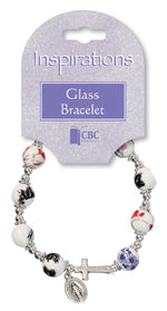 Glass Bracelet with Cross and Medal