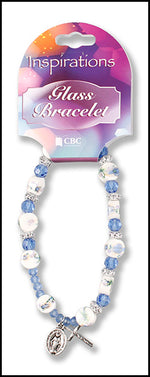 Light Blue Bracelet - Glass & Ceramic - Miraculous Medal