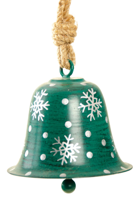 Green Bell With Silver Snowflake Decoration