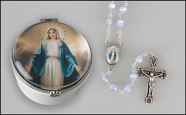 Miraculous Mary Porcelain Rosary Box