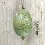 Hand-painted Easter Egg - Moss Green Blossom