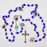 Black or Blue Oval Glass Bead Rosary