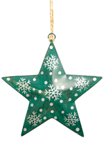 Green Star With Silver Snowflake Christmas Decoration