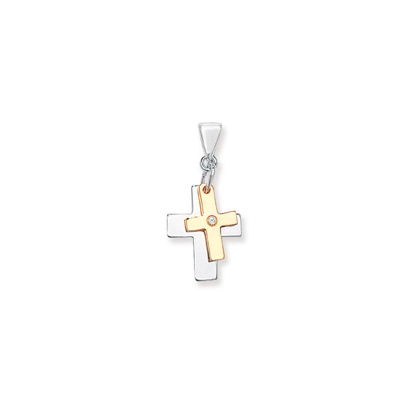 Two tone 2025 cross pendant